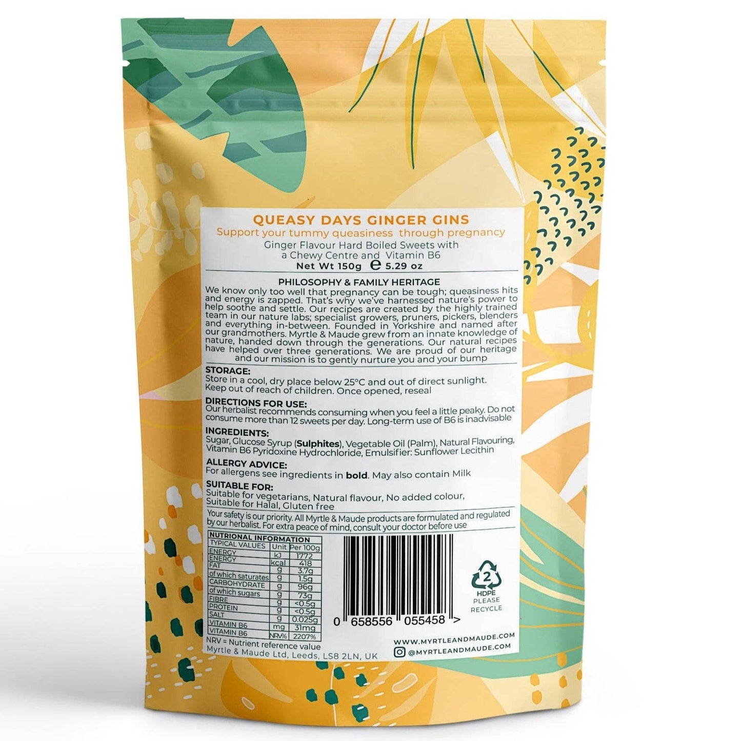Myrtle & Maude - Morning Sickness Vitamin B6 Ginger Gins