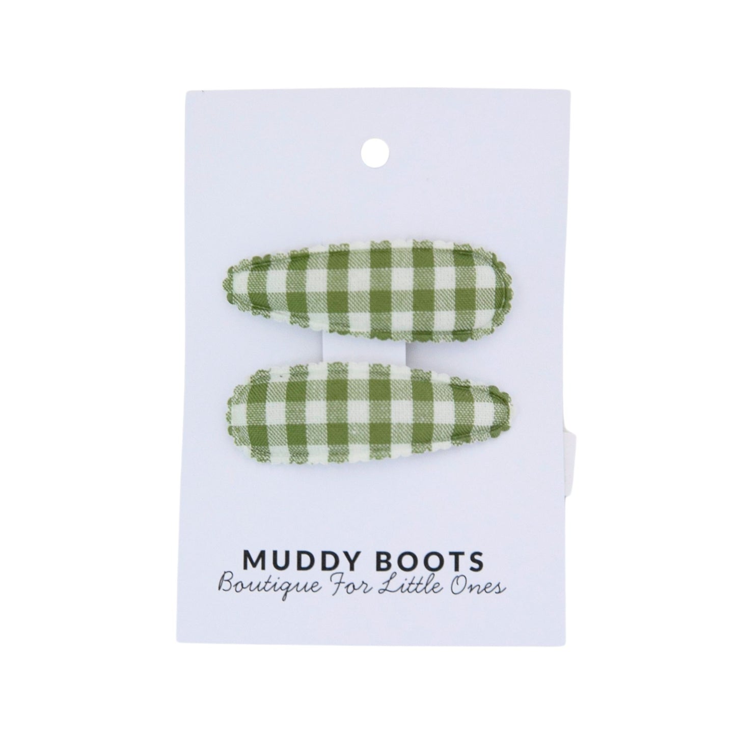 Green Gingham Toddler Hair Clips