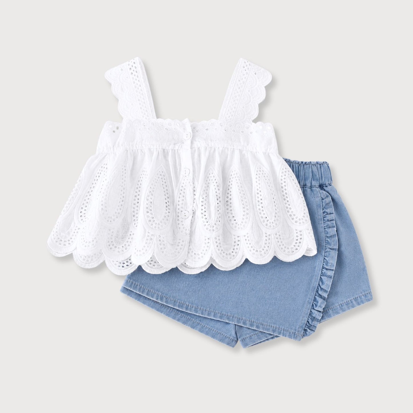 Broderie Cotton Summer Top & Culotte Set