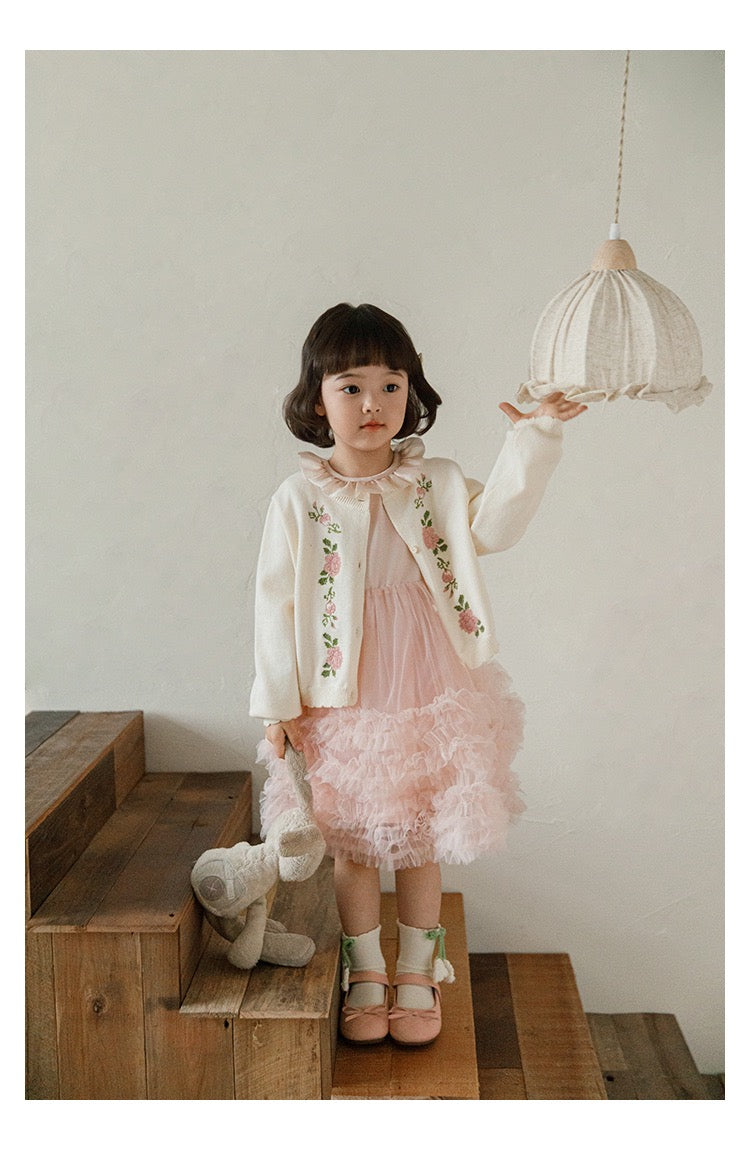 Cream Floral Knit Cardigan
