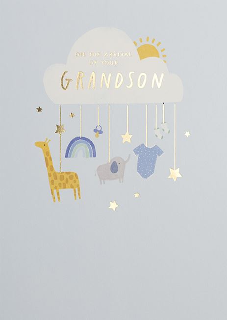 On The Arrival Of Your Grandson Card - Muddy Boots Home UK