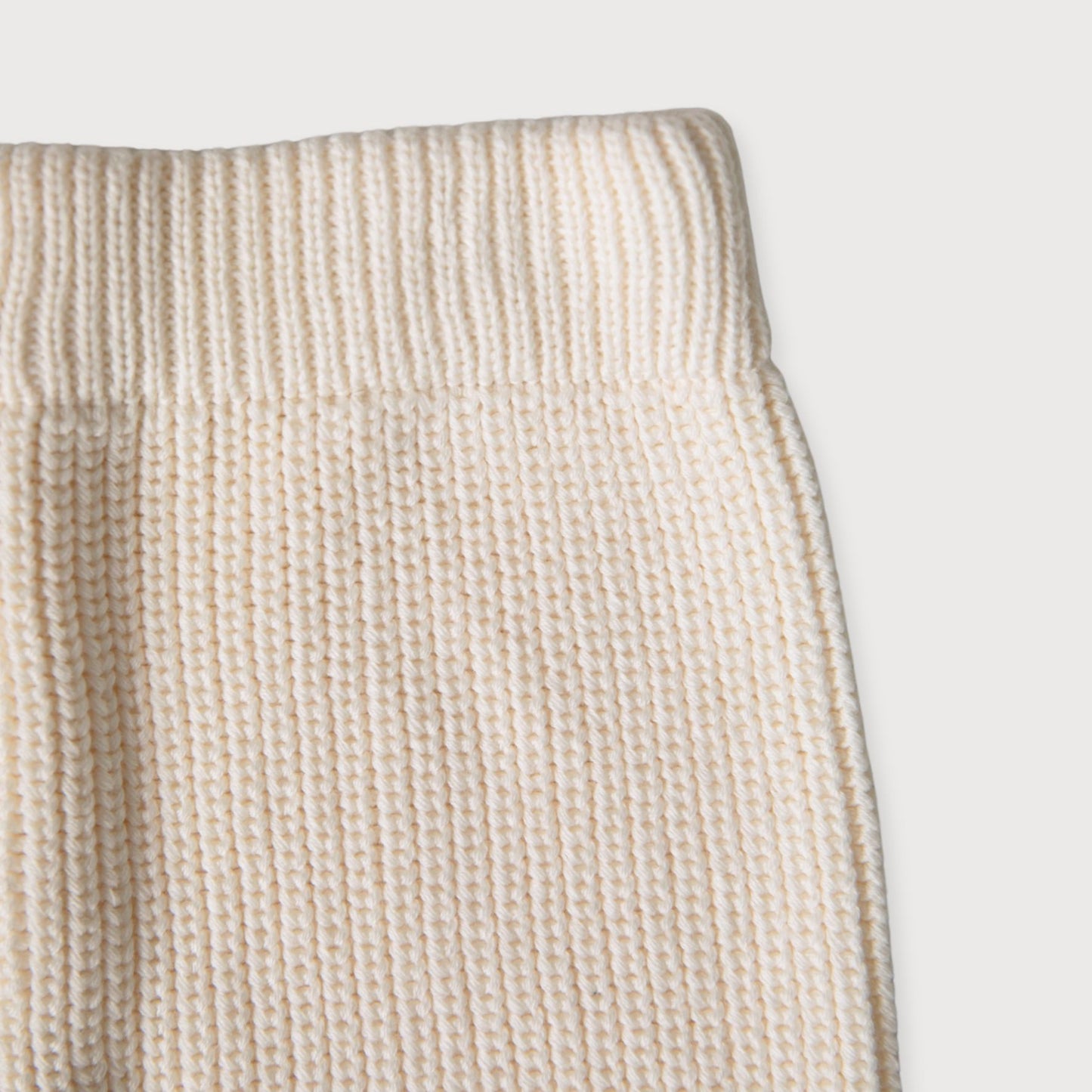Cream Knit Trousers with Frill Hem