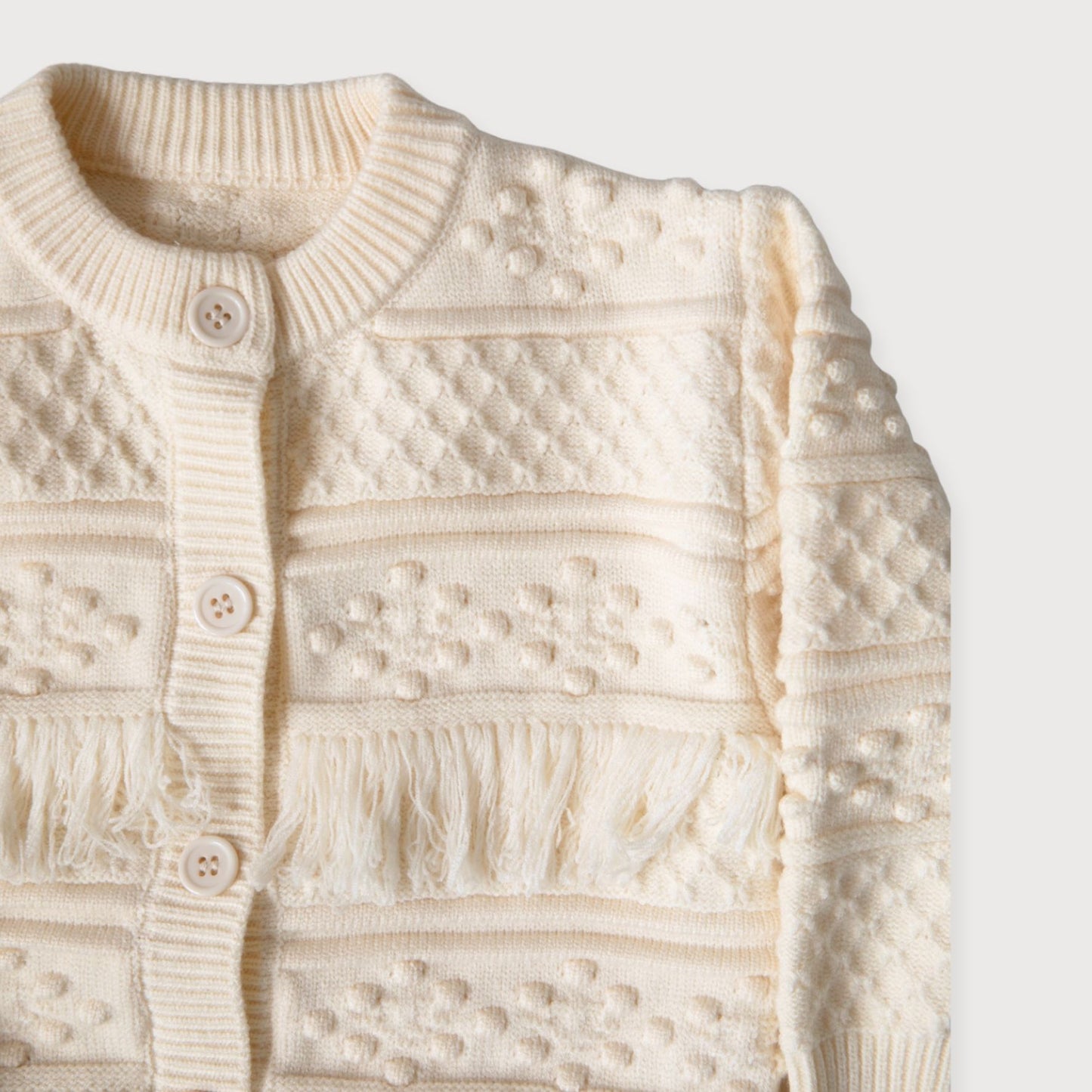 Cream Fringe Cardigan