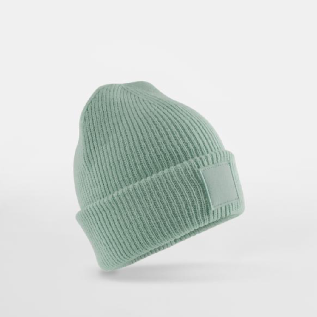 Kids Deep Cuffed Tonal Patch Beanie Hat