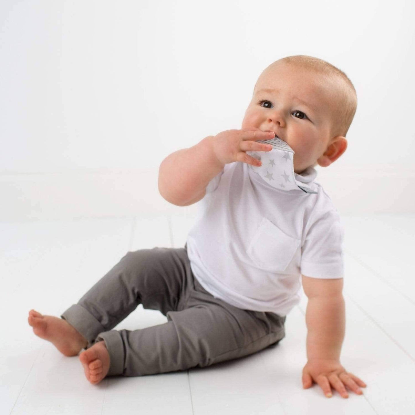 Neckerchew Teething Muslin Dribble Bib - Silver Stars - Muddy Boots Home UK