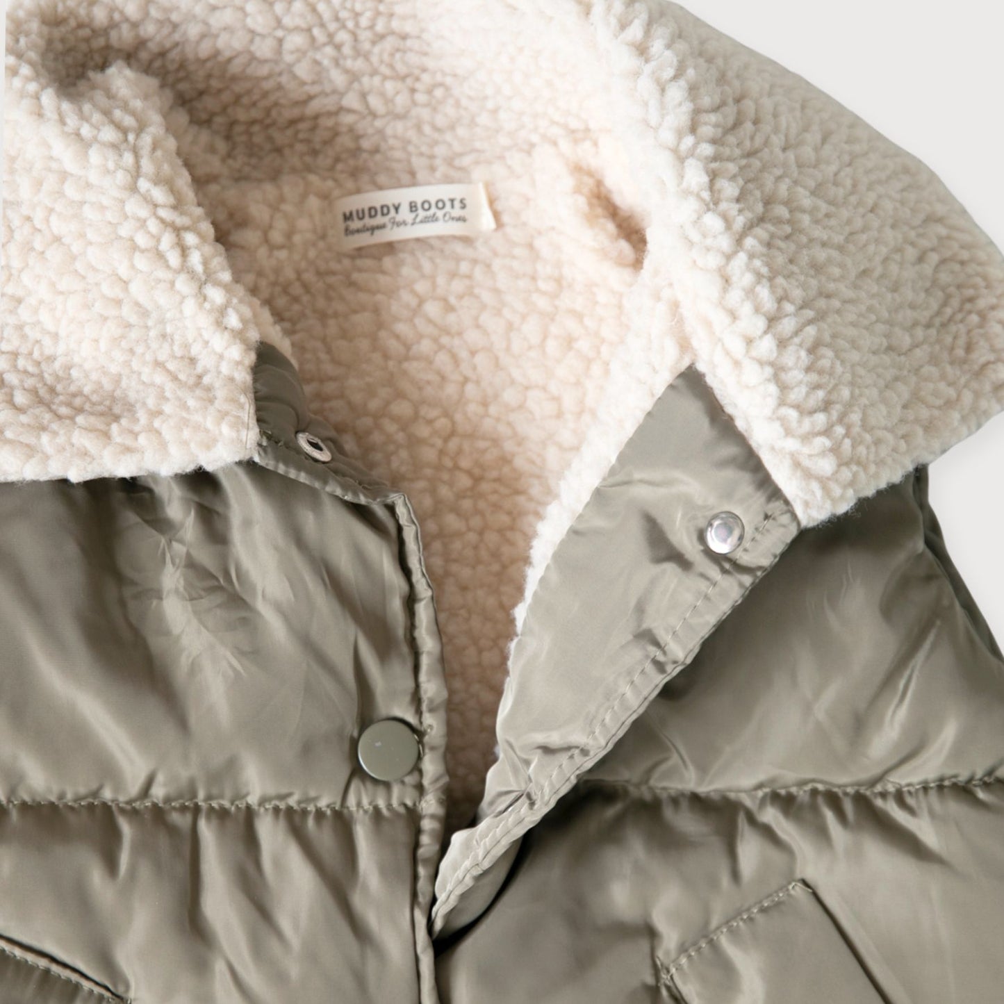 Khaki Padded Gilet with Shearling Collar