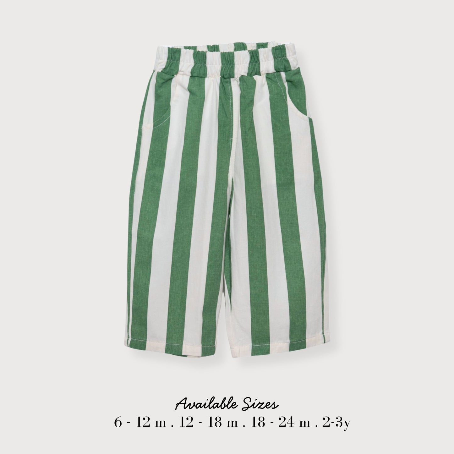 Green & White Stripe Cotton Trousers