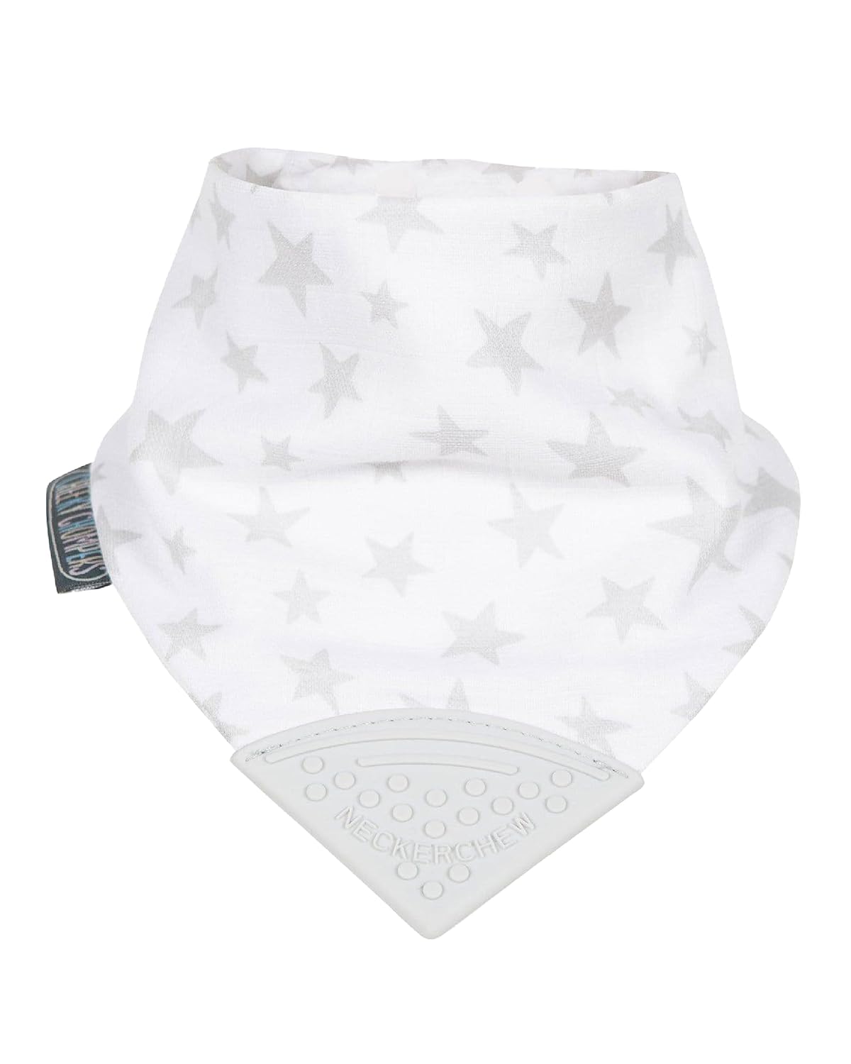Neckerchew Teething Muslin Dribble Bib - Silver Stars - Muddy Boots Home UK