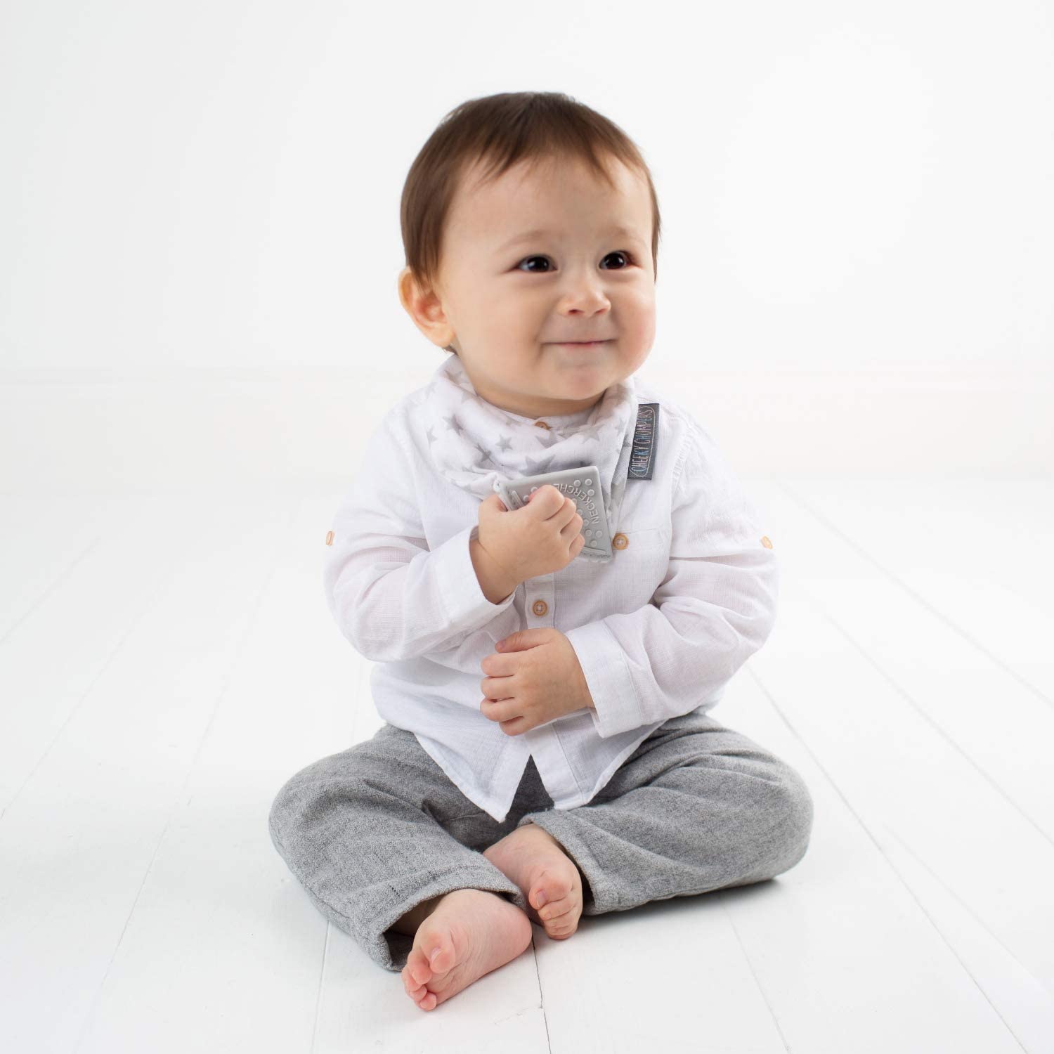 Neckerchew Teething Muslin Dribble Bib - Silver Stars - Muddy Boots Home UK