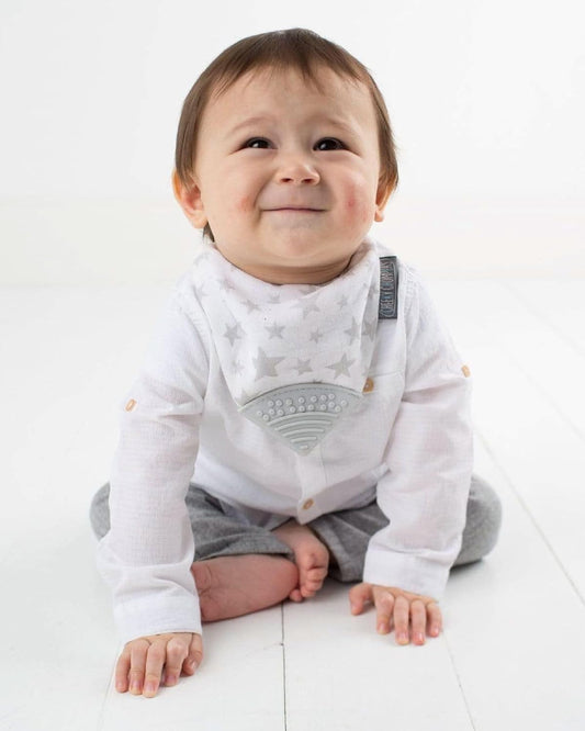 Neckerchew Teething Muslin Dribble Bib - Silver Stars - Muddy Boots Home UK