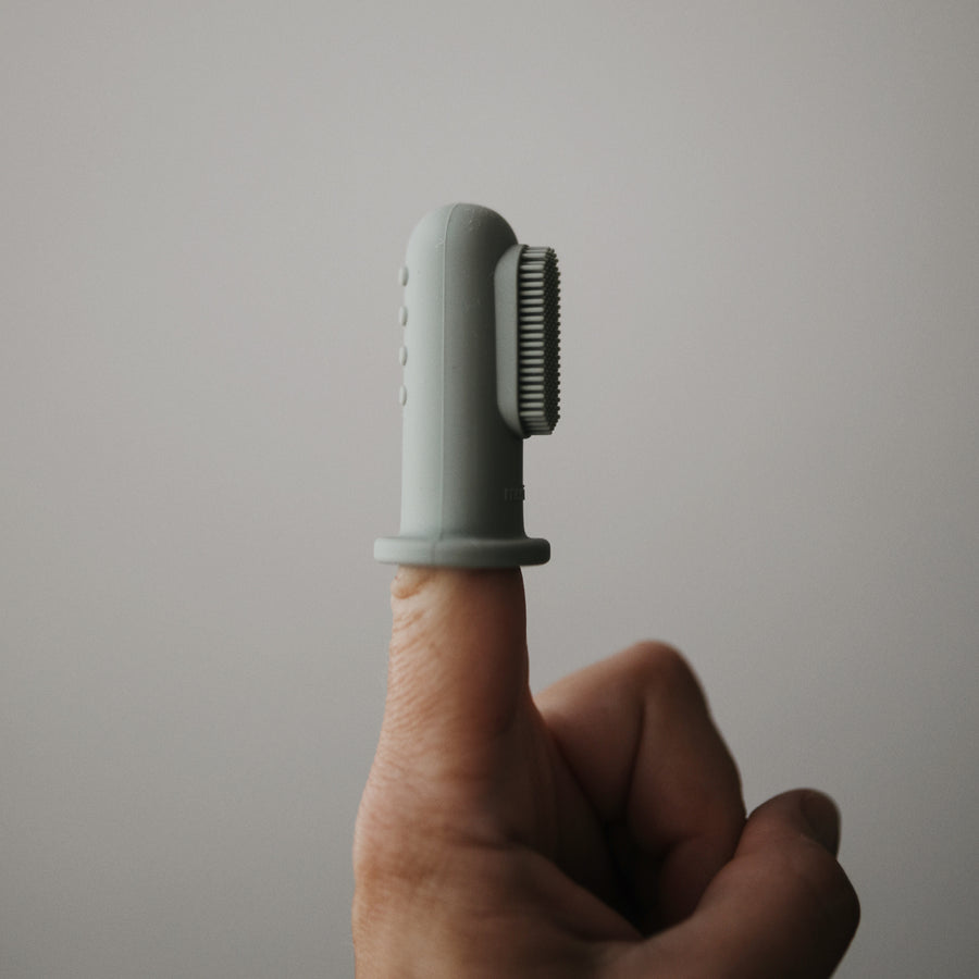 Mushie Finger Toothbrush - Cambridge Blue/Shifting Sand - Muddy Boots Home UK