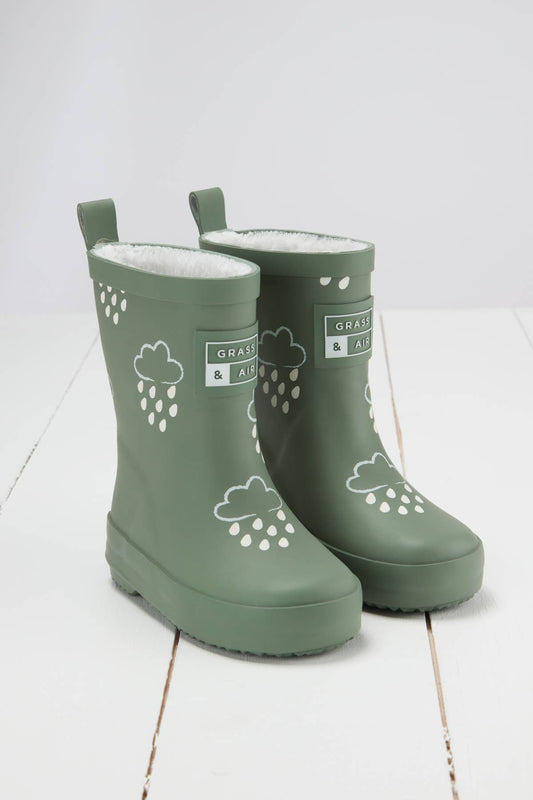 Khaki Green Colour-Changing Kids Wellies - Muddy Boots Home UK