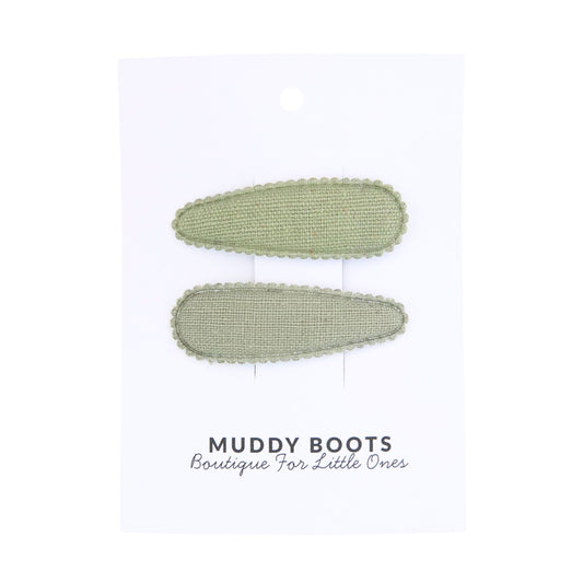 Sage Green Fabric Toddler Hair Clips