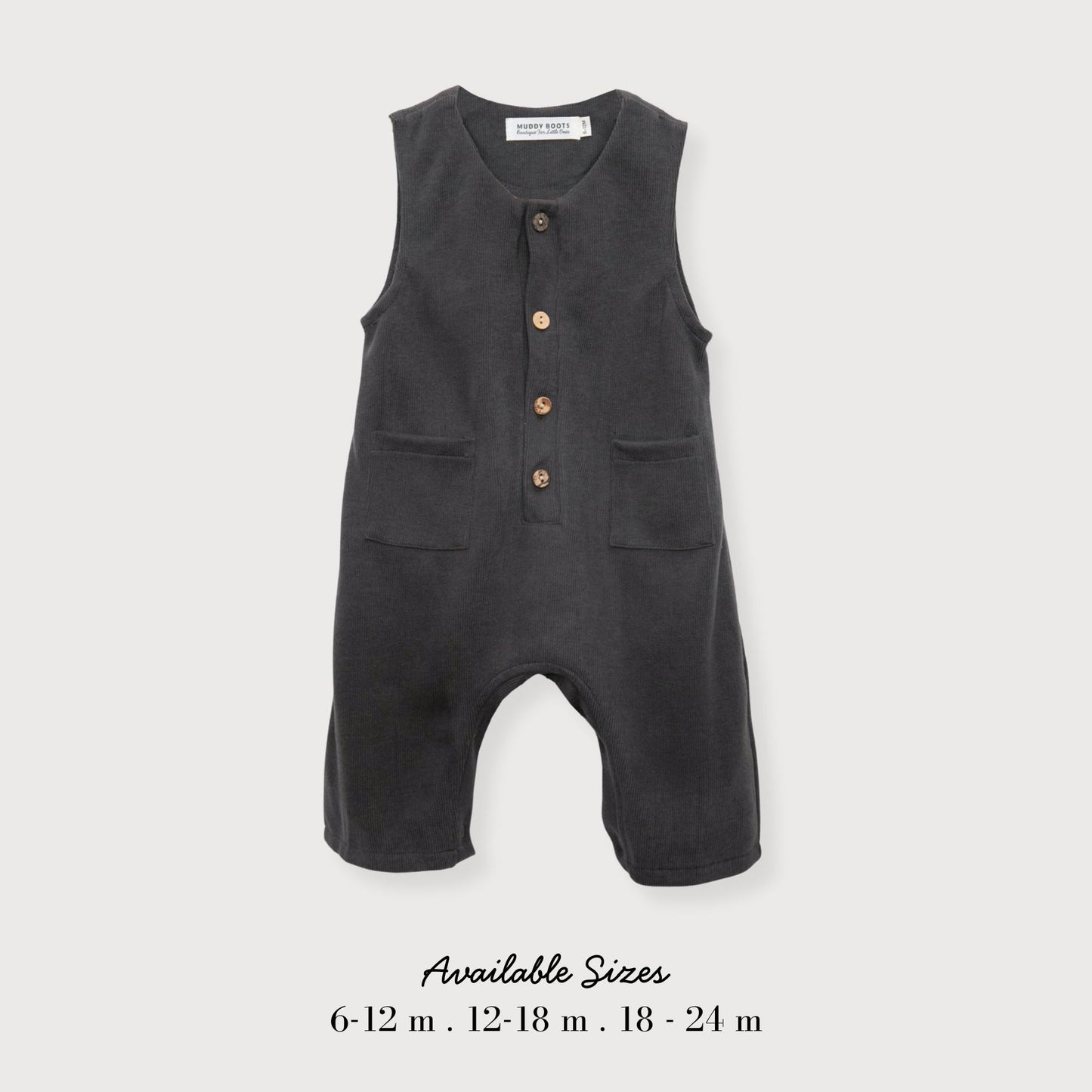 Charcoal Cotton Pocket Romper