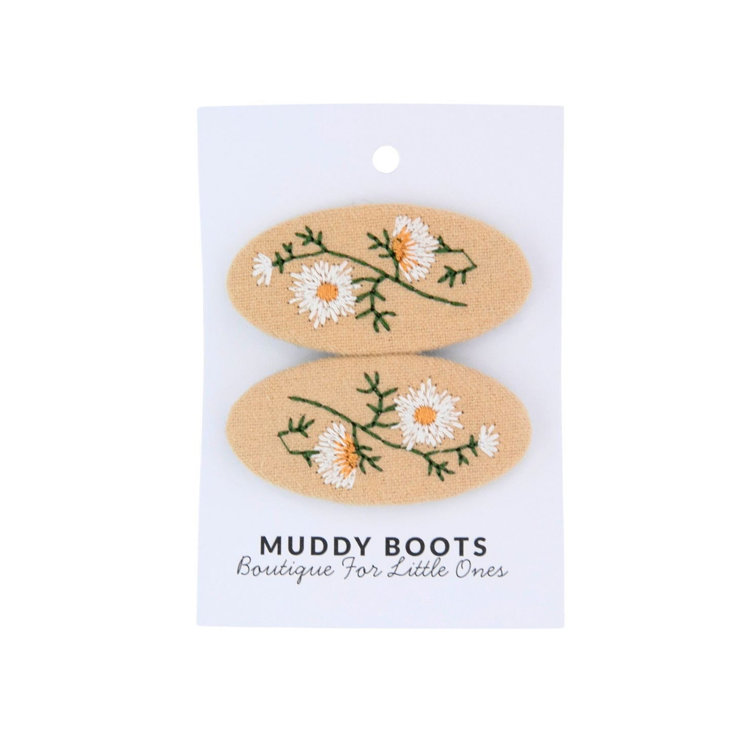 Beige Daisy Toddler Hair Clips