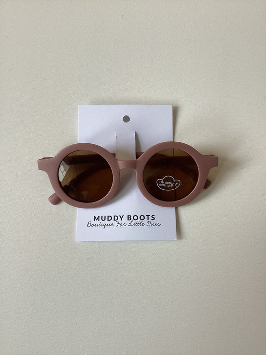 Dark Dusky Pink Round Sunglasses
