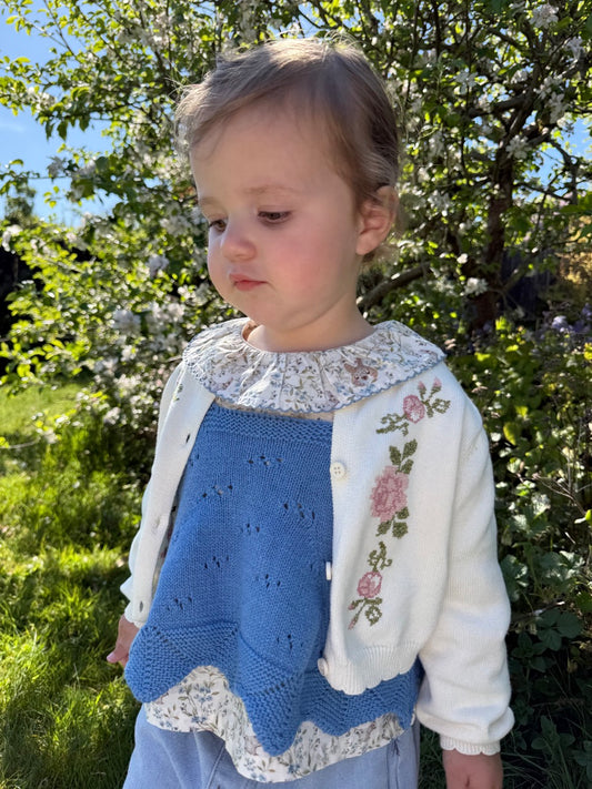 Blue Cotton Knit Vest Top