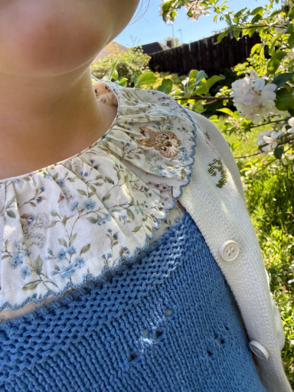 Blue Cotton Knit Vest Top
