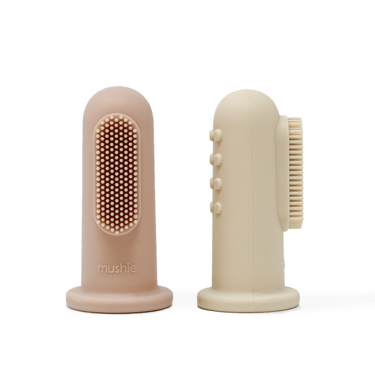 Mushie Finger Toothbrush - Blush/ Shifting Sand - Muddy Boots Home UK