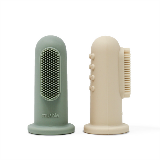 Mushie Finger Toothbrush - Cambridge Blue/Shifting Sand - Muddy Boots Home UK