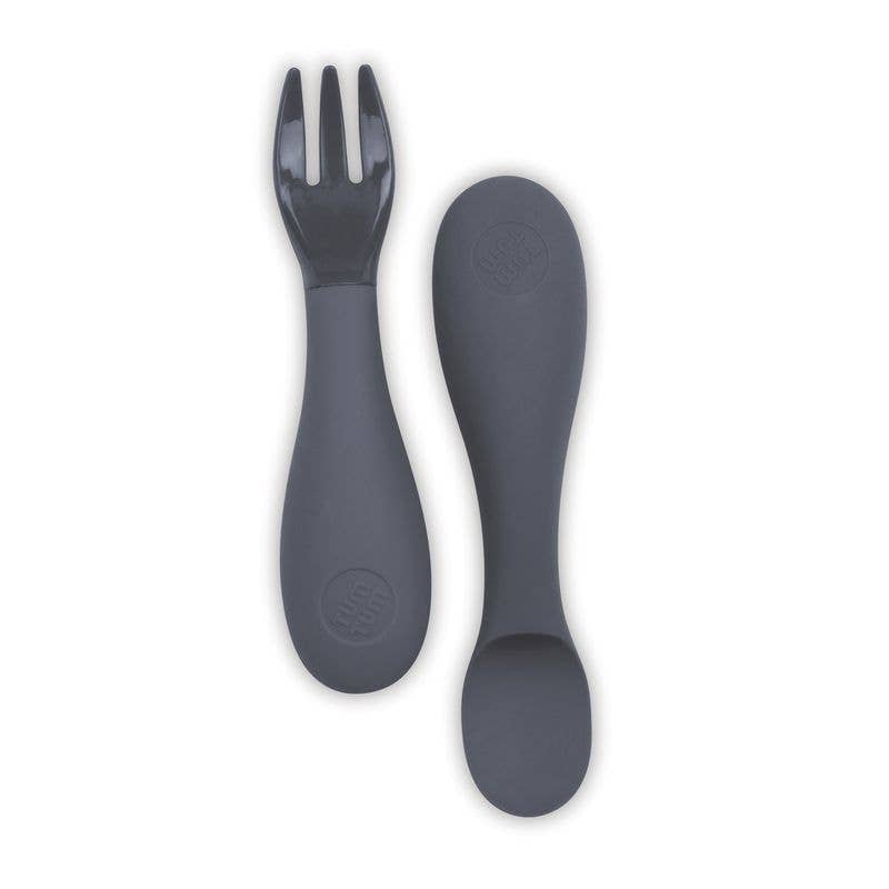 Tum Tum Silicone Baby Cutlery Set With Case - Grey