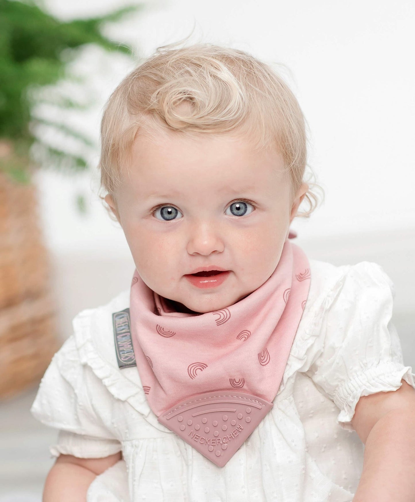 Neckerchew Teething Dribble Bib - Rainbow Rose - Muddy Boots Home UK