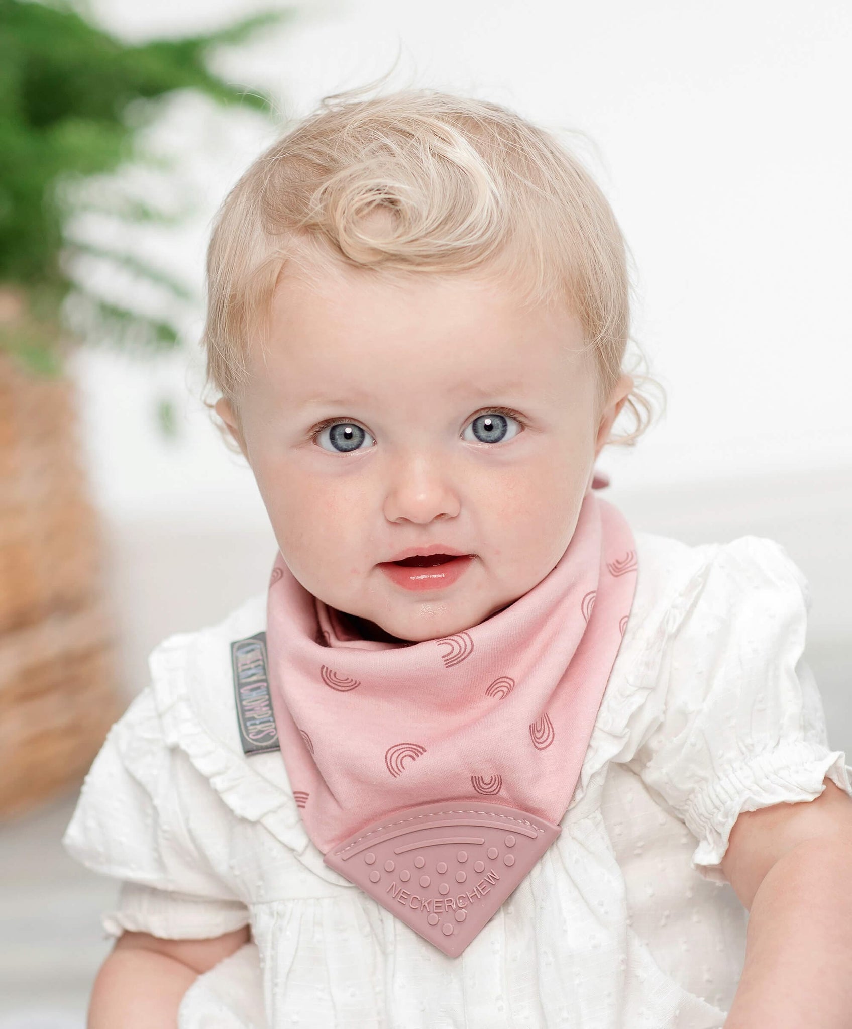 Neckerchew Teething Dribble Bib - Rainbow Rose - Muddy Boots Home UK