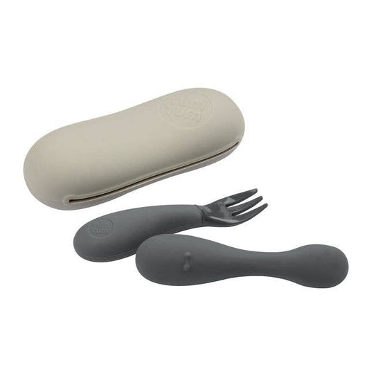 Tum Tum Silicone Baby Cutlery Set With Case - Grey