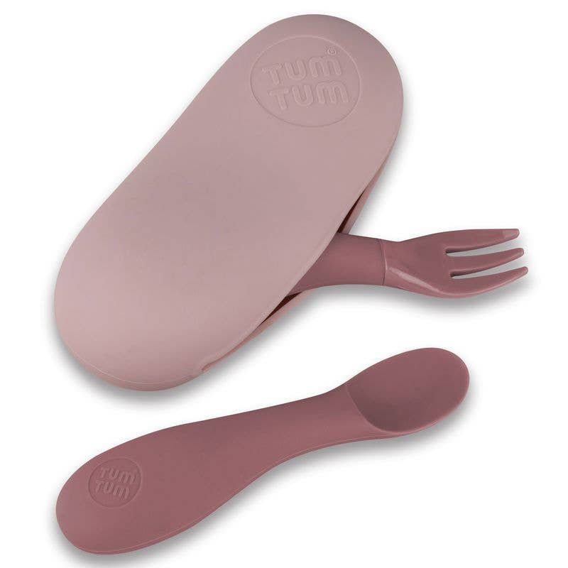 Tum Tum Silicone Baby Cutlery Set With Case - Pink