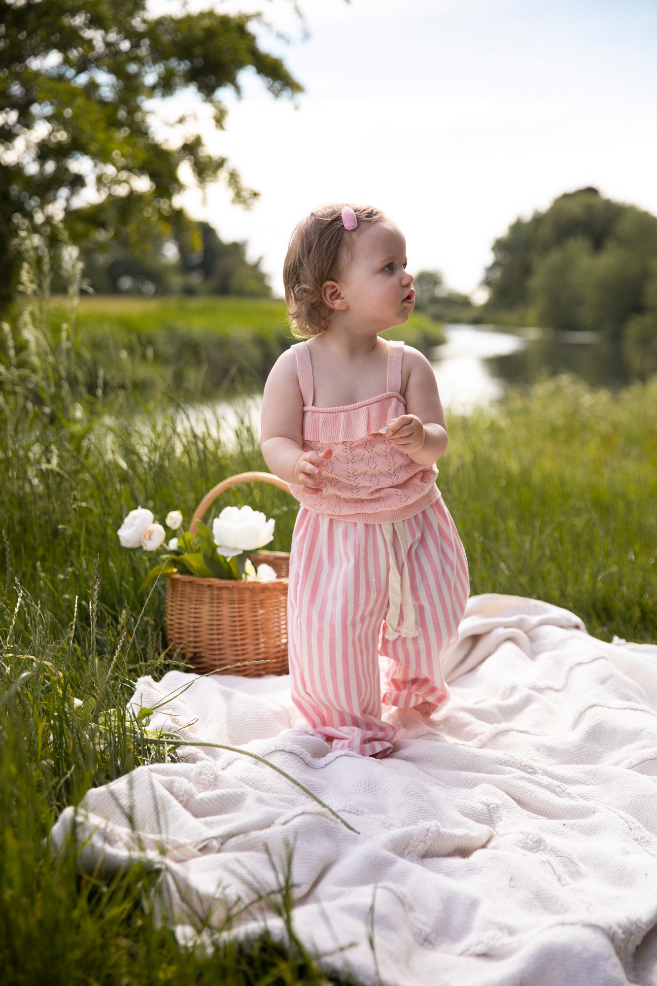 Girls’ Pink Knit Ruffle-Top Vest