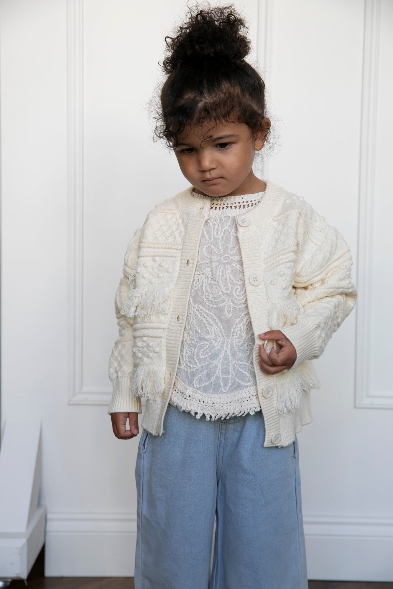 Cream Fringe Cardigan