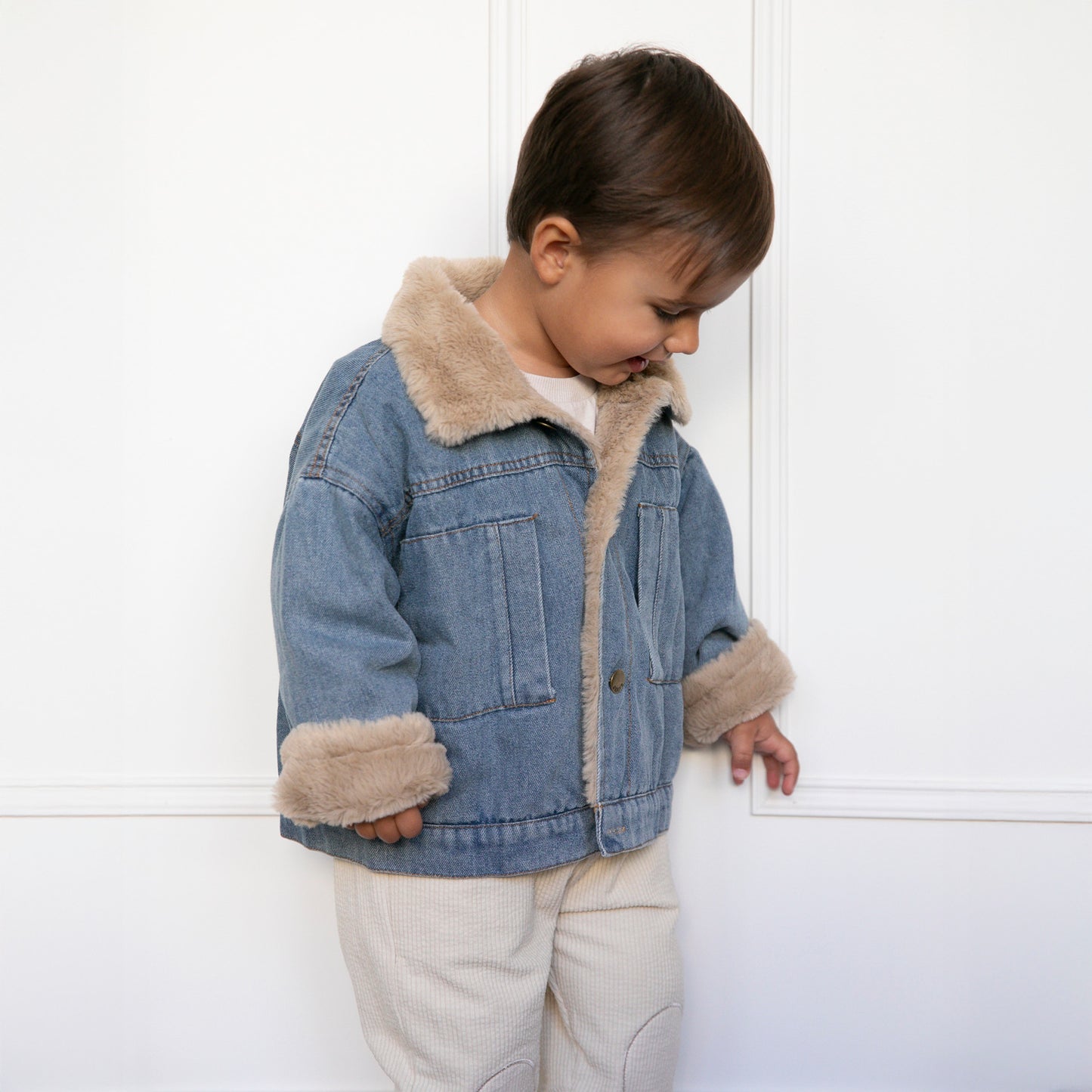 Faux Fur–Lined Denim Jacket