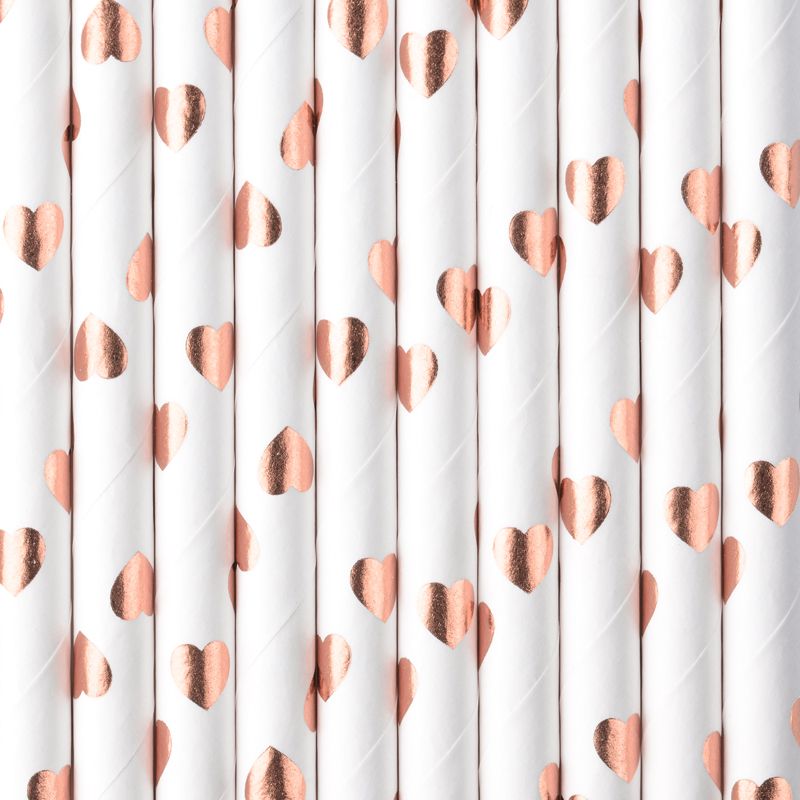 Rose Gold Heart Paper Straws - Muddy Boots Home UK