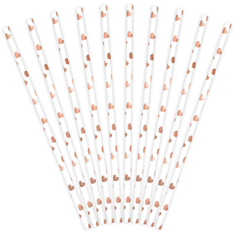 Rose Gold Heart Paper Straws - Muddy Boots Home UK