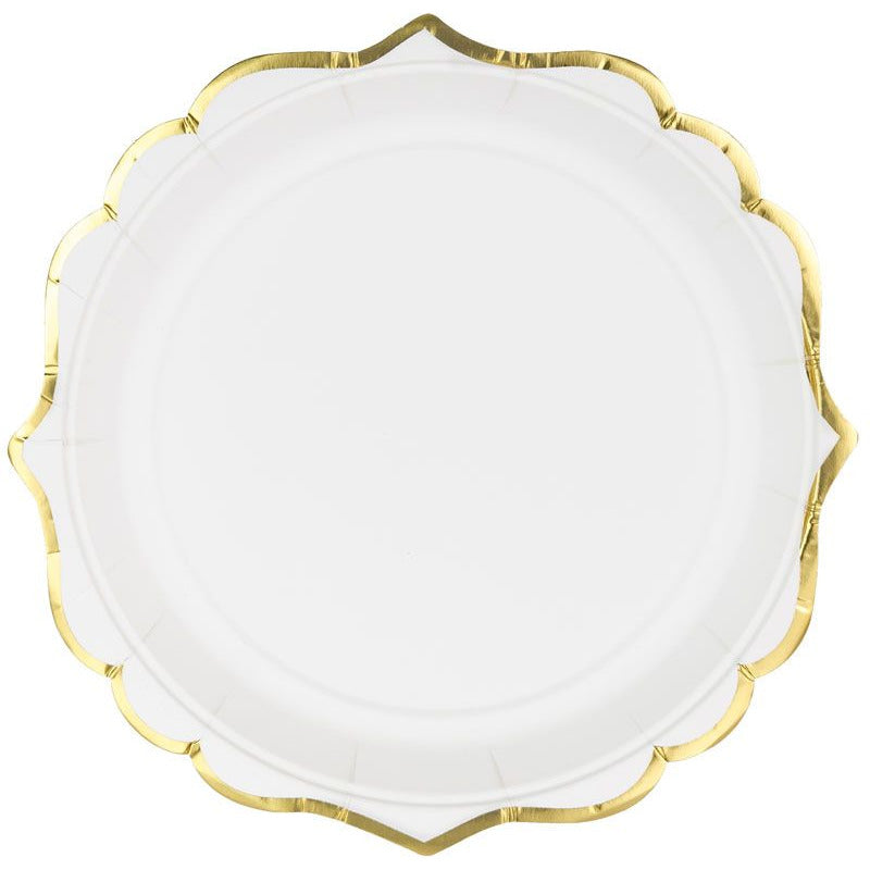 White Plates with Gold Edge - Muddy Boots Home UK