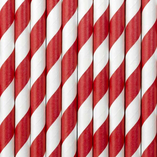 Red Stripe Paper Straws 10pk - Muddy Boots Home UK