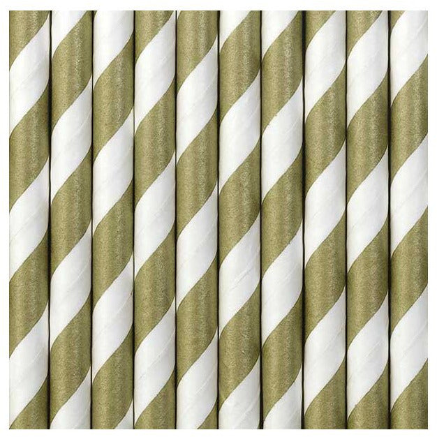 Gold Stripe Paper Straws - Muddy Boots Home UK
