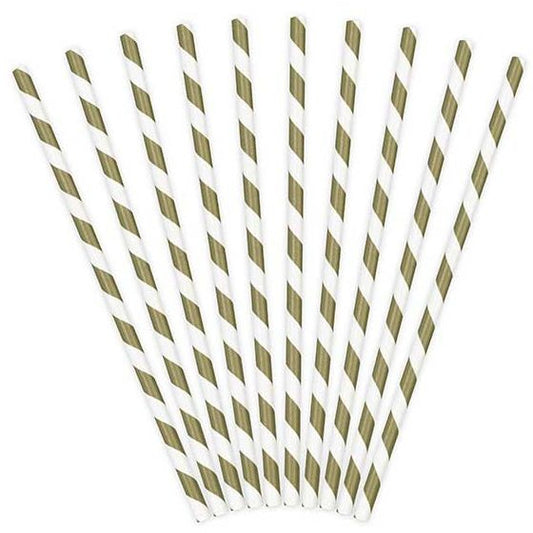 Gold Stripe Paper Straws - Muddy Boots Home UK