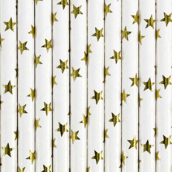 Gold Star Paper Straws 10pk - Muddy Boots Home UK