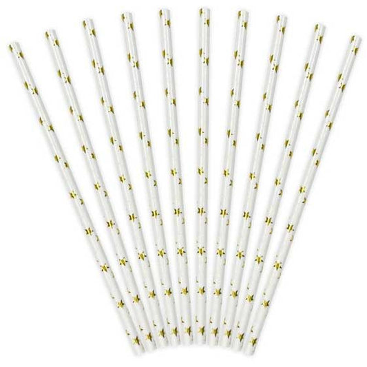 Gold Star Paper Straws 10pk - Muddy Boots Home UK