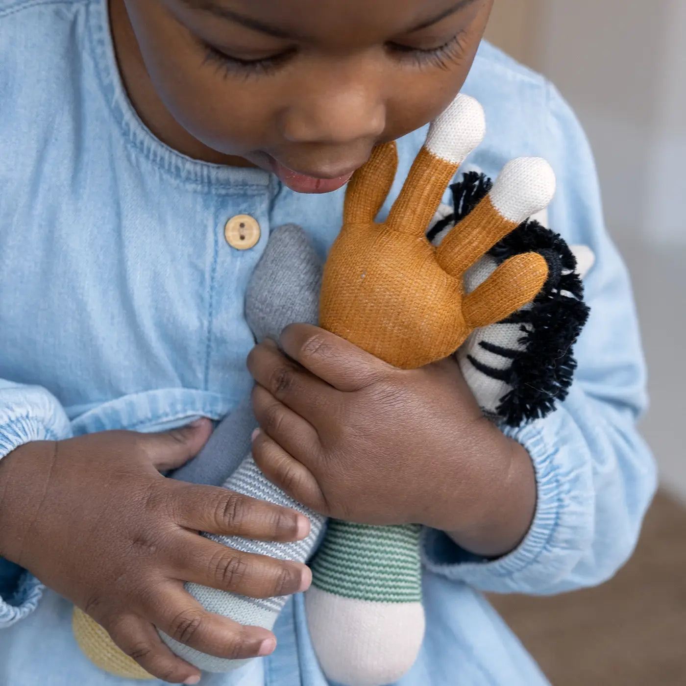 Cotton Knit Baby Rattle Toy - Giraffe - Muddy Boots Home UK