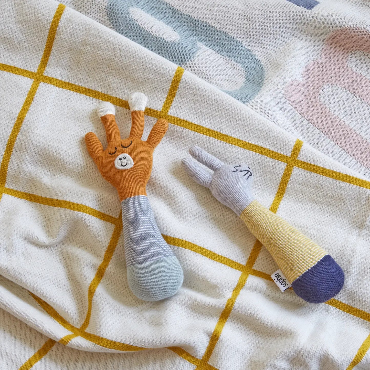 Cotton Knit Baby Rattle Toy - Giraffe - Muddy Boots Home UK
