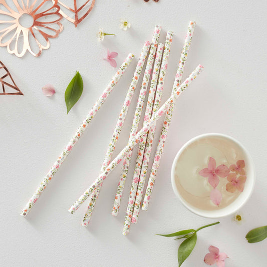Floral Paper Straws - Ditsy Floral - Muddy Boots Home UK