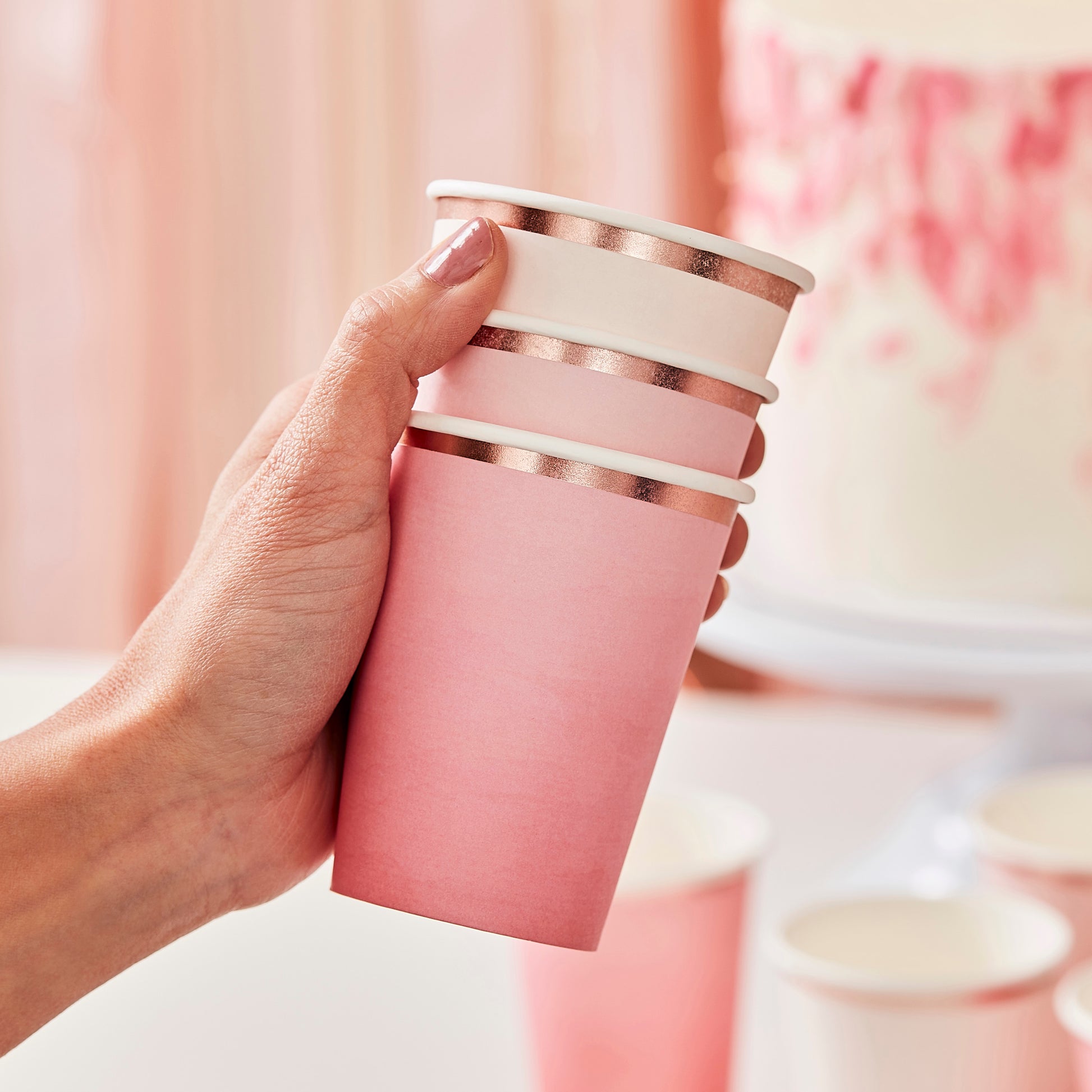 Ombre Pink Paper Cups - Muddy Boots Home UK