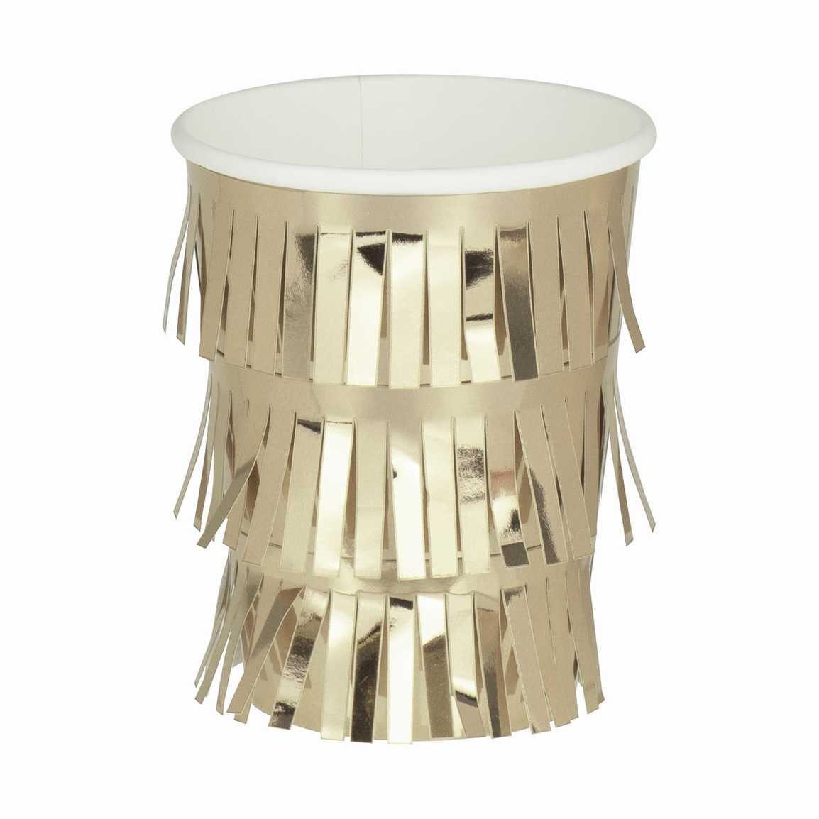 Fringed Gold Paper Party Cups - Muddy Boots Home UK