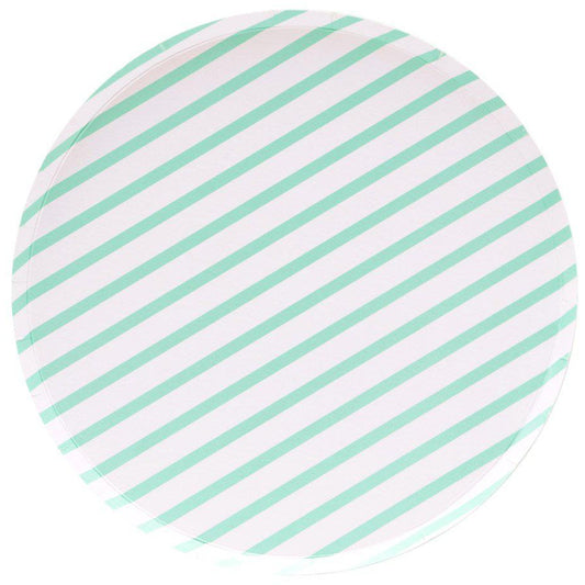 Oh Happy Day Mint Stripe Plates - Muddy Boots Home UK