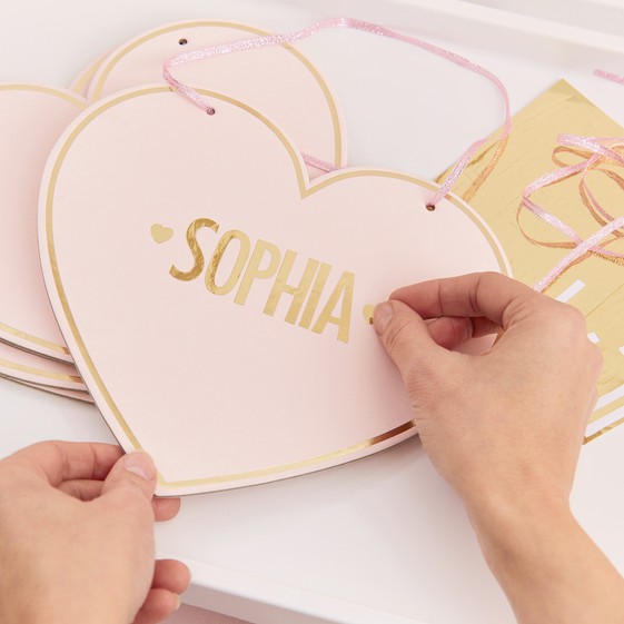 Customisable Pink Heart Kids Tent Sign - Muddy Boots Home UK