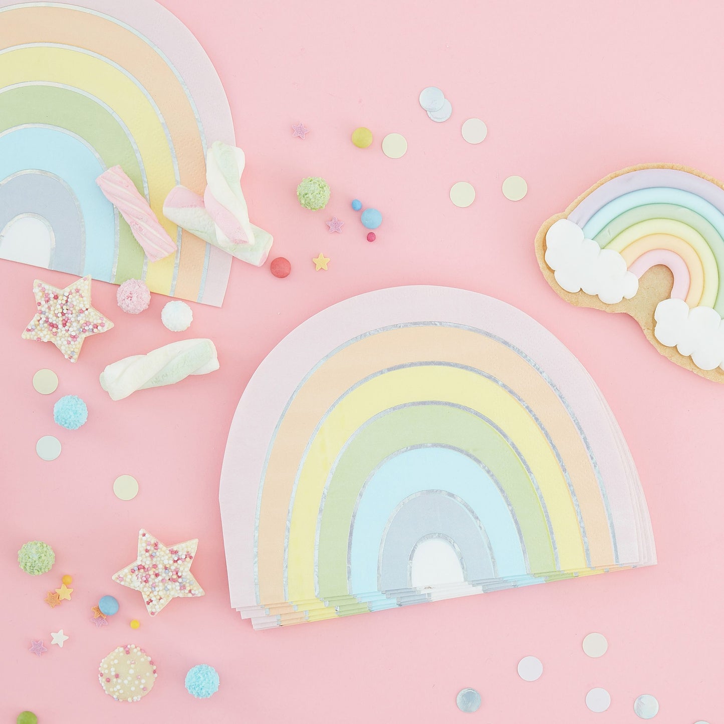 Pastel and Iridescent Rainbow Napkins - Muddy Boots Home UK