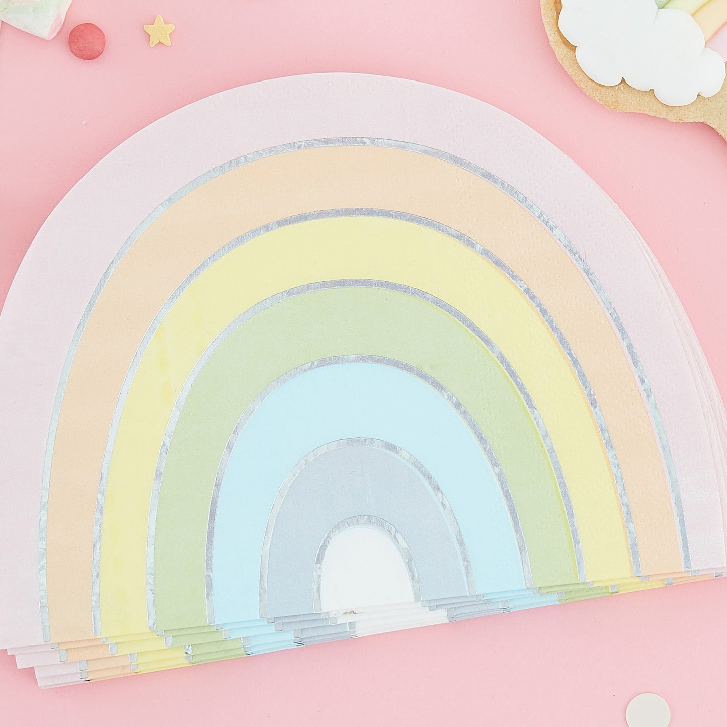 Pastel and Iridescent Rainbow Napkins - Muddy Boots Home UK
