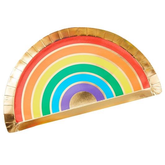 Gold Foiled & Rainbow Paper Plates - Muddy Boots Home UK